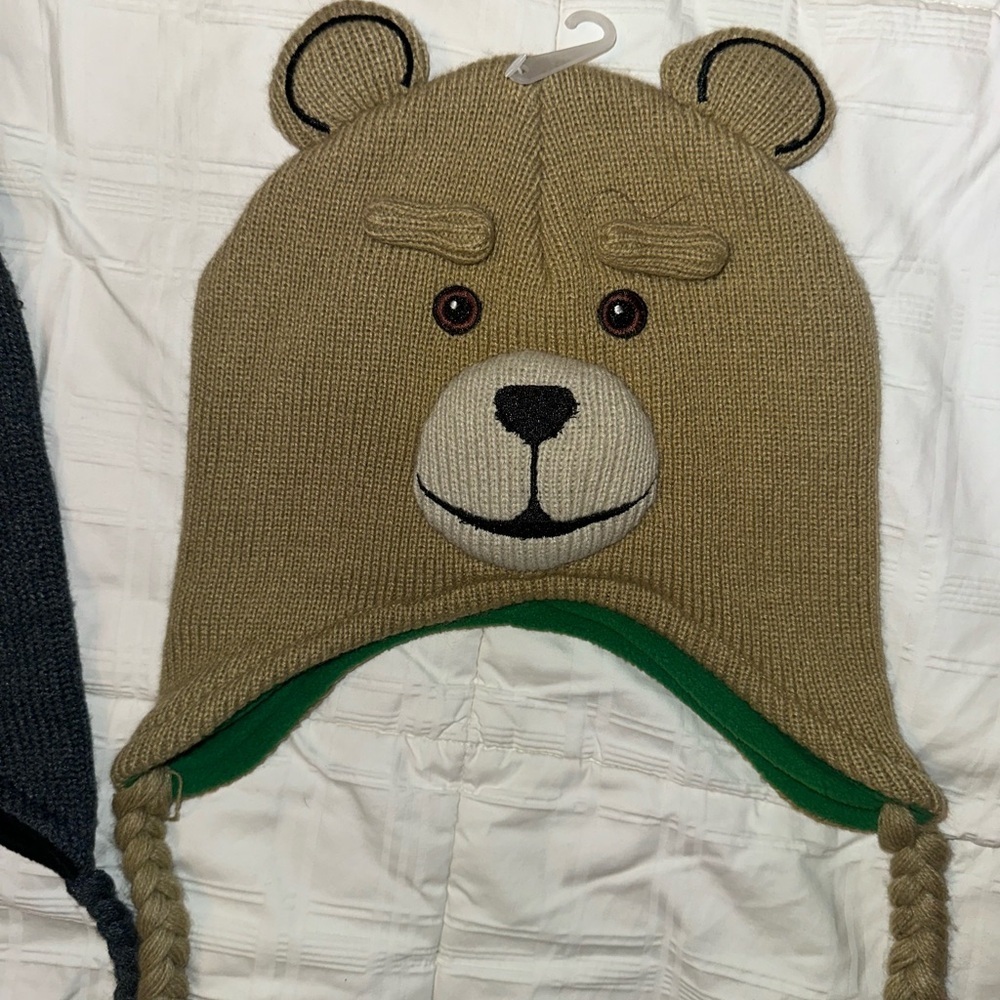 5 Kids Character Hats/Beanies - Batman & TED Black/Gray and Tan Knit - Picture 6 of 8